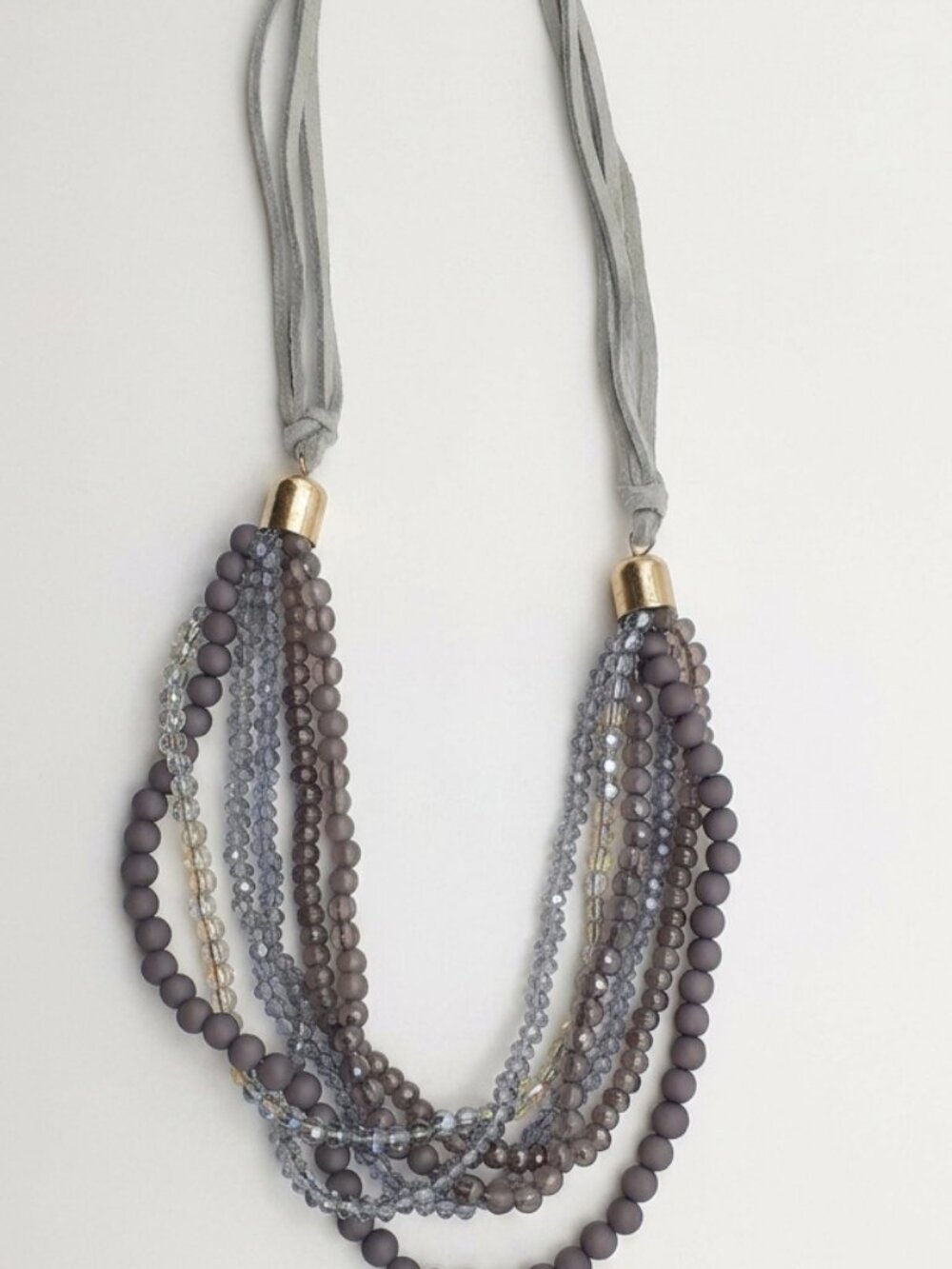 Gray Suede & Gold Accent Boho Choker
